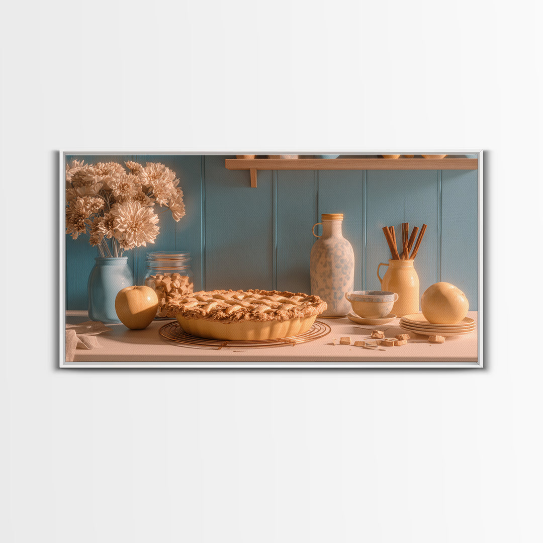 Apple Pie Cooling Framed Canvas Print, Kitchen Art, Minimalist Decor, Kitchen Decor, Kitchen, Art Deco, Kitchen Wall Art, KIT-2x1-28