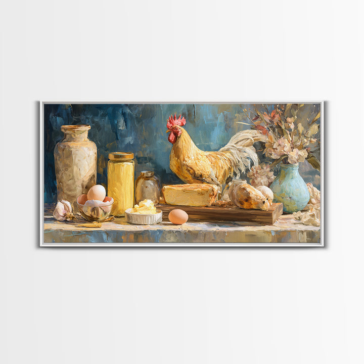 Rooster Portrait for Country Kitchen Charm Framed Canvas Print, Kitchen Art, Kitchen Wall Decor, Kitchen Decor, Kitchen, KIT-2x1-84