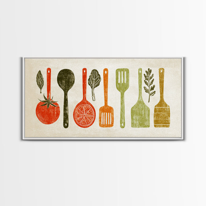 Kitchen Utensil Silhouettes Canvas Print, Kitchen Art, Art Deco, Kitchen Decor, Fine Art, Kitchen, Poster Art, Trendy Wall Art, KIT-2x1-89