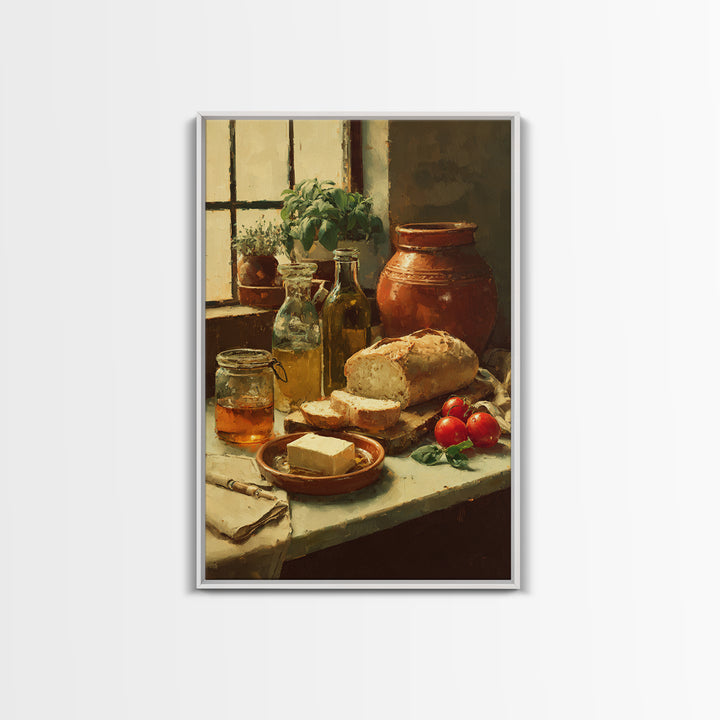 Fresh Bread with Butter and Honey Framed Canvas Print, Kitchen Art, Boho Decor, Kitchen Decor, Abstract Art, Kitchen, KIT-2x3-2