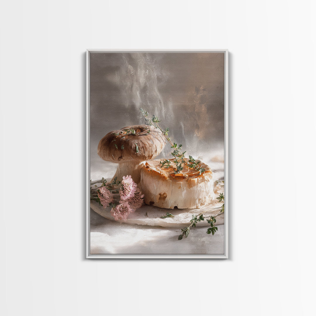 Mushrooms and Thyme Botanical Study Canvas Print, Kitchen Art, Art Print, Kitchen Decor, Fine Art, Kitchen, Art Prints, KIT-2x3-23