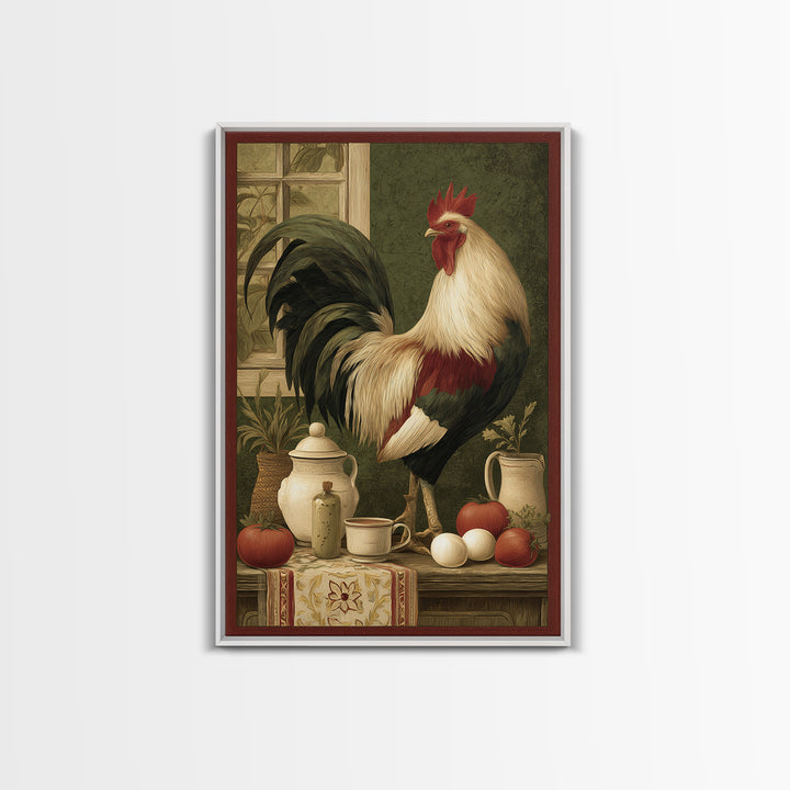 Rooster Portrait for Country Kitchen Charm Framed Canvas Print, Kitchen Art, Trendy Wall Art, Kitchen Decor, Fine Art, Kitchen, KIT-2x3-24