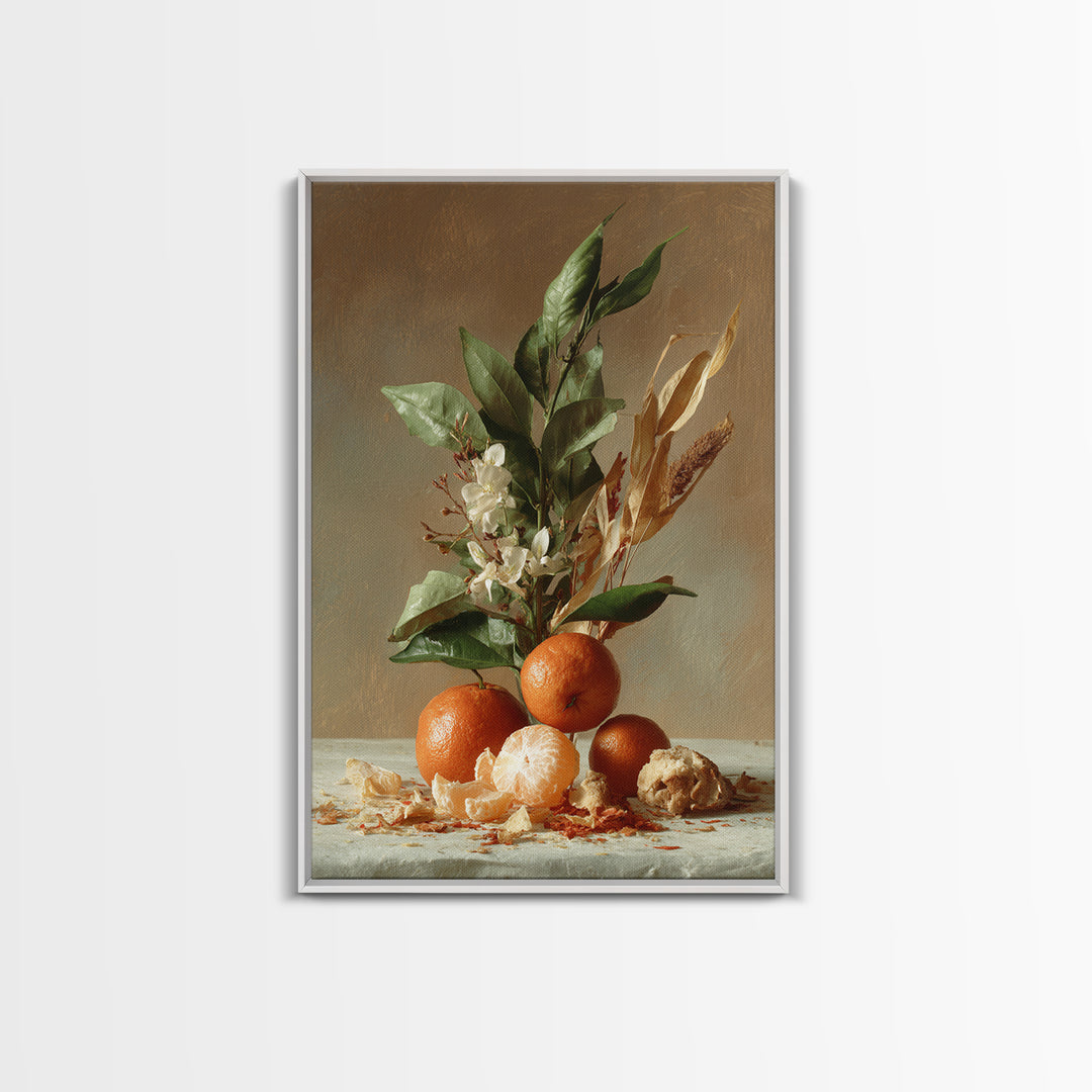 Orange Citrus Botanical Branch Framed Canvas Print, Kitchen Art, Contemporary Art, Kitchen Decor, Kitchen, Kitchen Wall Art, KIT-2x3-43