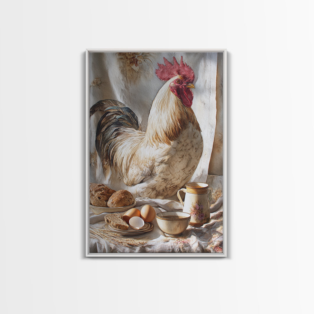 Rooster Portrait for Country Kitchen Charm Framed Canvas Print, Kitchen Art, Boho Decor, Kitchen Decor, Fine Art, Kitchen, KIT-2x3-48