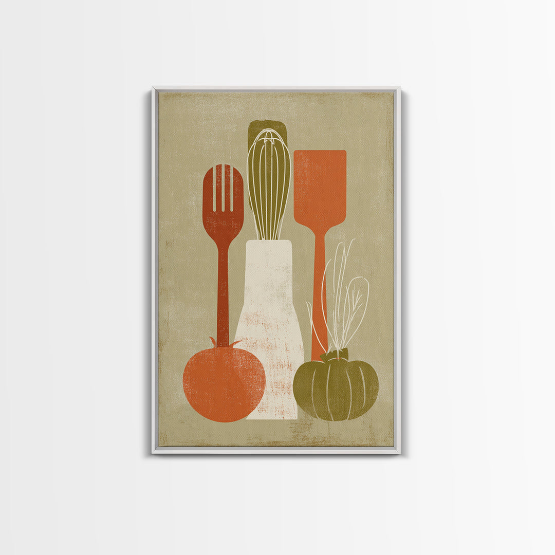 Kitchen Utensil Silhouettes Canvas Print, Kitchen Art, Home Decor, Kitchen Decor, Abstract Art, Kitchen, Digital Print, KIT-2x3-5