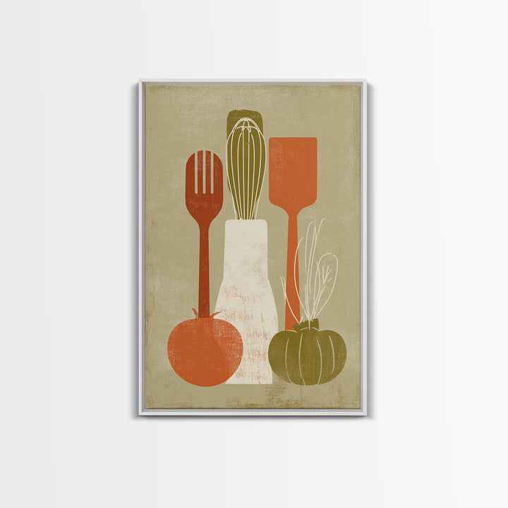 Kitchen Utensil Silhouettes Canvas Print, Kitchen Art, Home Decor, Kitchen Decor, Abstract Art, Kitchen, Digital Print, KIT-2x3-5
