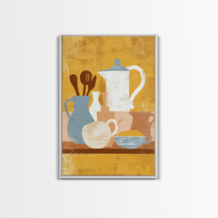 Kitchen Utensil Silhouettes Framed Canvas Print, Kitchen Art, Art Prints, Kitchen Decor, Abstract Art, Kitchen, Modern Art, KIT-2x3-53