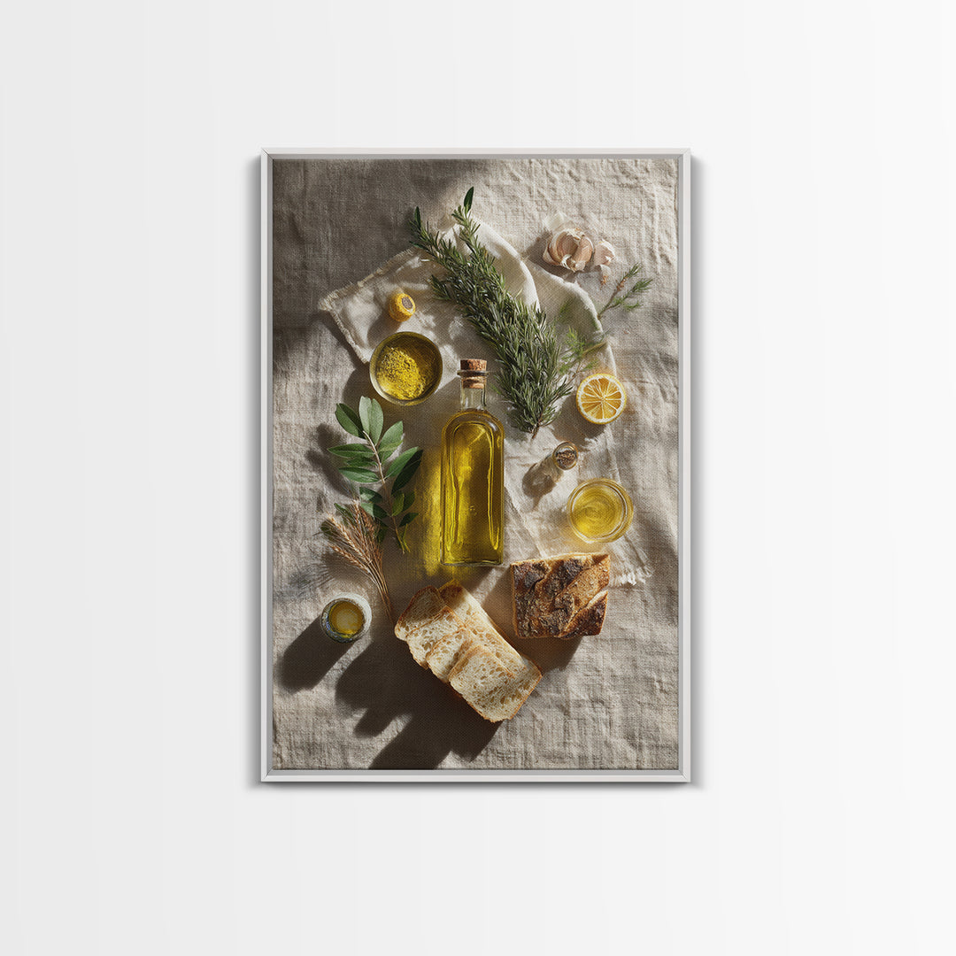 Olive Oil Bottle and Rosemary Branch Canvas Print, Kitchen Art, Printable Wall Art, Kitchen Decor, Fine Art, Kitchen, KIT-2x3-61