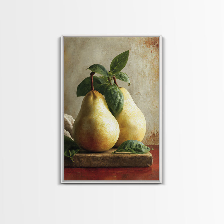 Farmhouse Pears on a Wooden Board Canvas Print, Kitchen Art, Digital Wall Art, Kitchen Decor, Fine Art, Kitchen, Kitchen Prints, KIT-2x3-65
