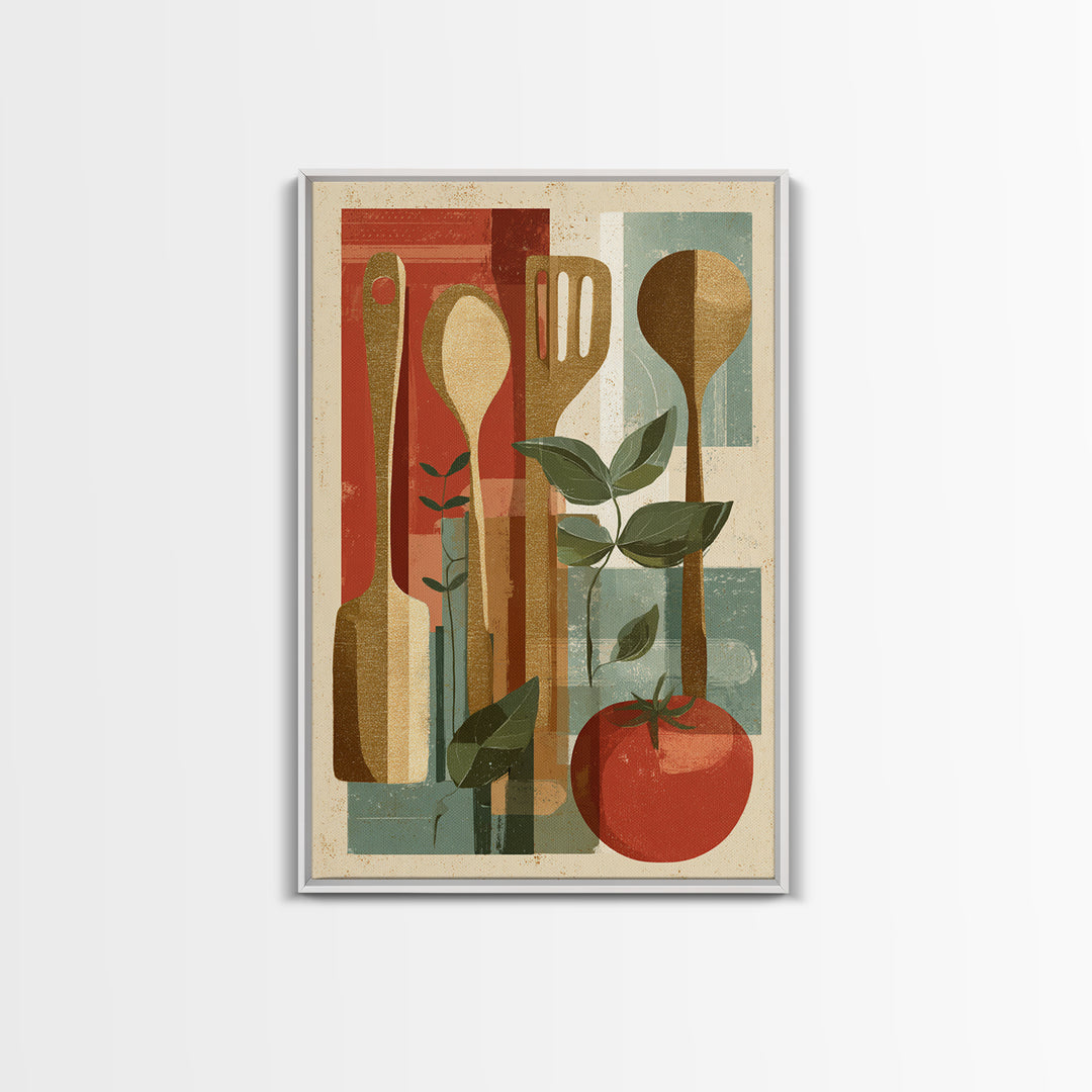 Kitchen Utensil Silhouettes Canvas Print, Kitchen Art, Kitchen Wall Art, Kitchen Decor, Abstract Art, Kitchen, KIT-2x3-77