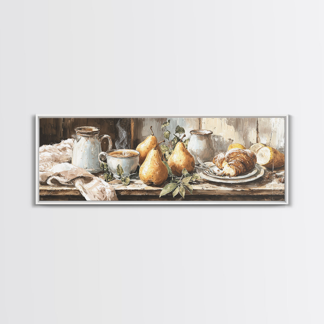 Farmhouse Pears on a Wooden Board Framed Canvas Print, Kitchen Art, Digital Print, Kitchen Decor, Kitchen, Kitchen Print, KIT-3x1-1