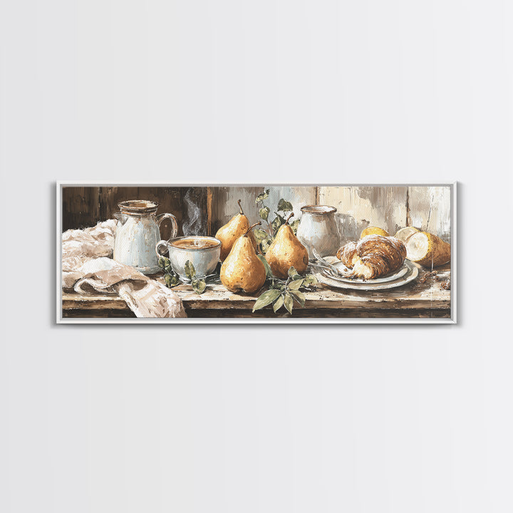Farmhouse Pears on a Wooden Board Framed Canvas Print, Kitchen Art, Digital Print, Kitchen Decor, Kitchen, Kitchen Print, KIT-3x1-1