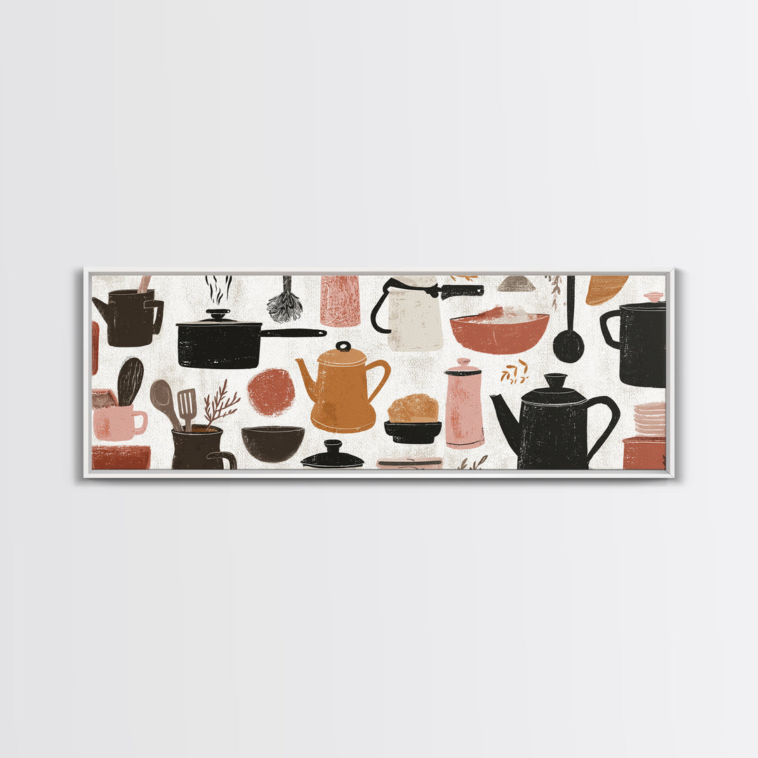 Kitchen Utensil Silhouettes Canvas Print, Kitchen Art, Art Deco, Kitchen Decor, Fine Art, Kitchen, Poster Art, Trendy Wall Art, KIT-3x1-13
