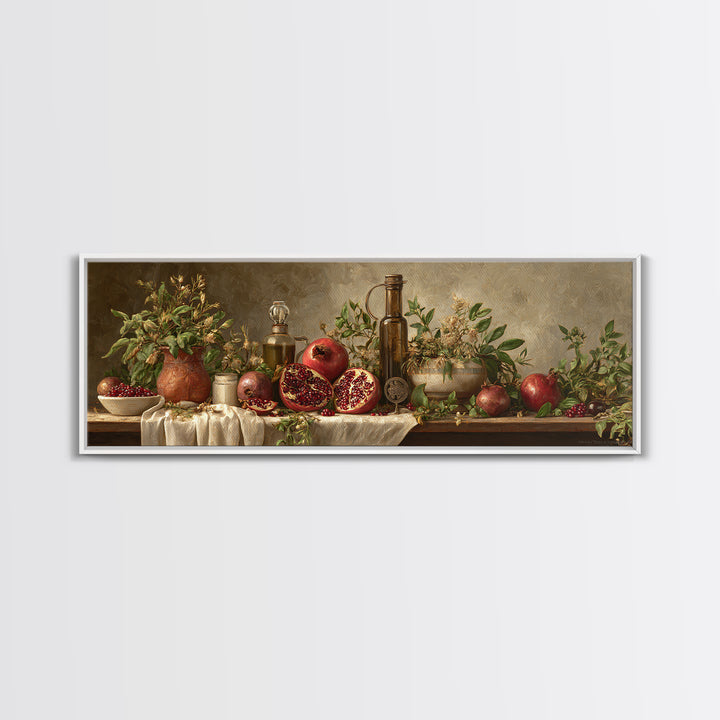 Figs Pomegranates and Linen Composition Canvas Print, Kitchen Art, Kitchen Art Print, Kitchen Decor, Abstract Art, Kitchen, KIT-3x1-14
