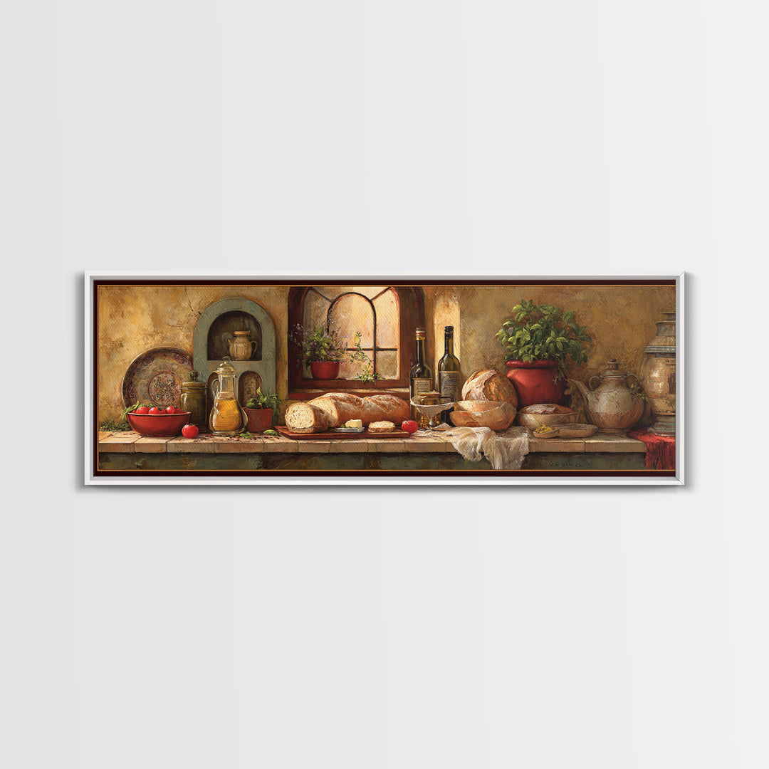 Fresh Bread with Butter and Honey Framed Canvas Print, Kitchen Art, Kitchen Wall Art, Kitchen Decor, Fine Art, Kitchen, KIT-3x1-58