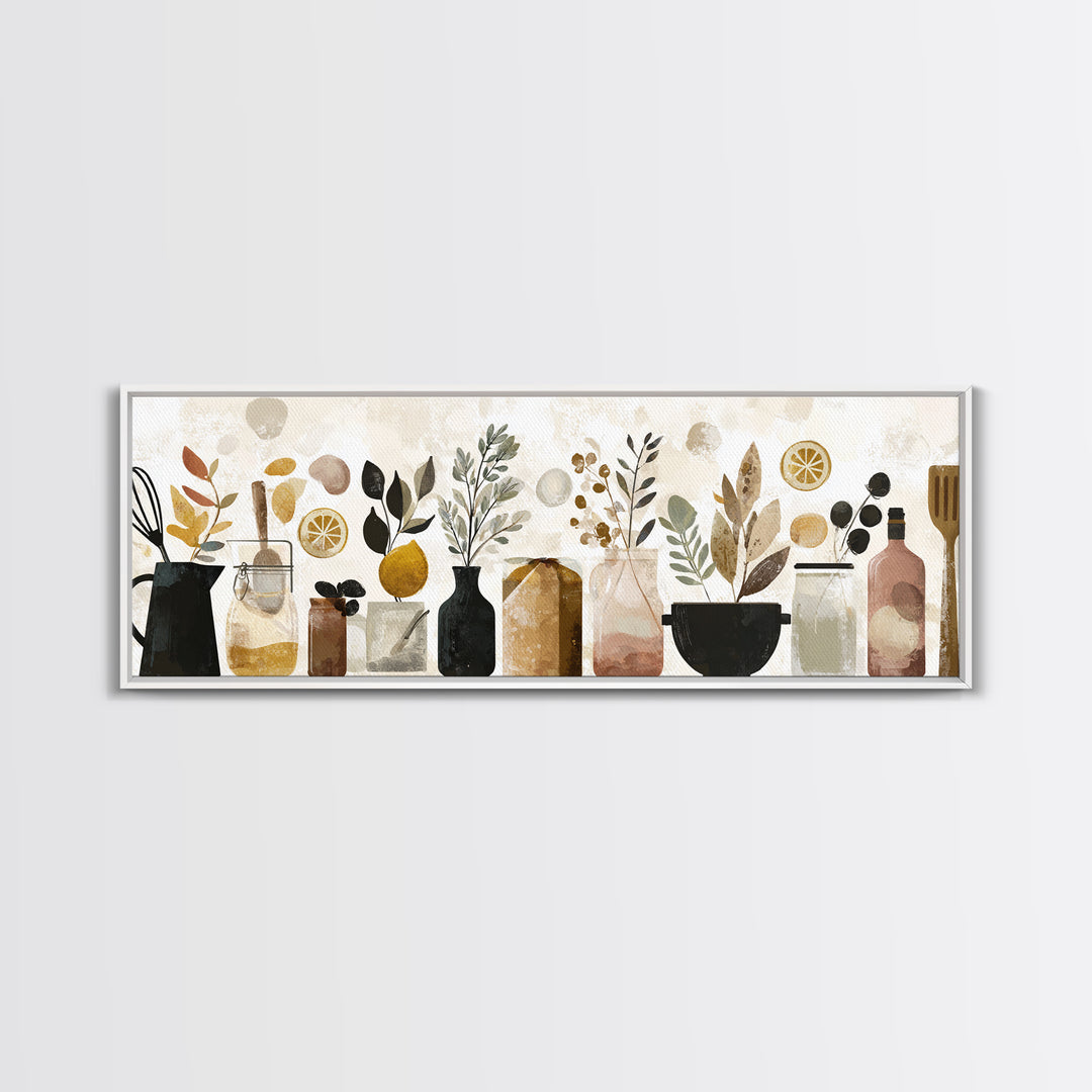 Kitchen Utensil Silhouettes Canvas Print, Kitchen Art, Kitchen Prints, Kitchen Decor, Abstract Art, Kitchen, Statement Artwork, KIT-3x1-85