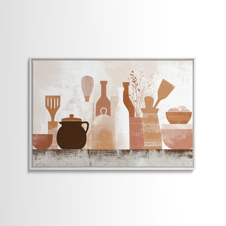 Kitchen Utensil Silhouettes Canvas Print, Kitchen Art, Kitchen Wall Art, Kitchen Decor, Abstract Art, Kitchen, KIT-3x2-1
