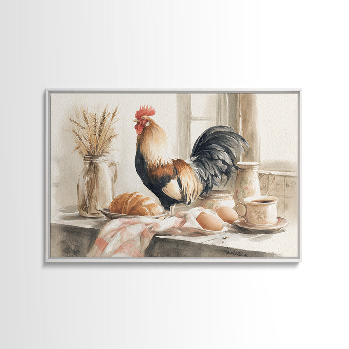 Rooster Portrait for Country Kitchen Charm Framed Canvas Print, Kitchen Art, Printable Art, Kitchen Decor, Oil Painting, KIT-3x2-20