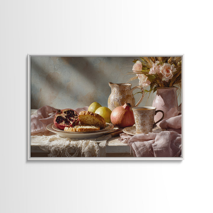 Figs Pomegranates and Linen Composition Canvas Print, Kitchen Art, Digital Wall Art, Kitchen Decor, Abstract Art, Kitchen, KIT-3x2-26