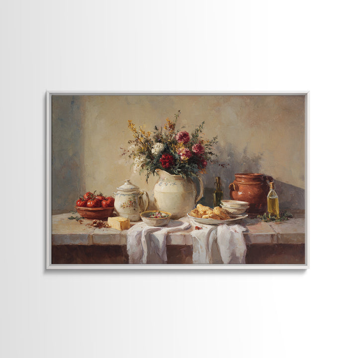 Floral Bouquet in a Kitchen Pitcher Canvas Print, Kitchen Art, Kitchen Decor, Kitchen, Kitchen Art Print, Bar Cart Decor, KIT-3x2-52