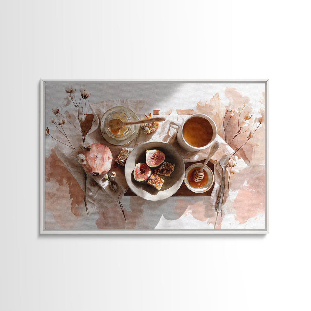 Figs Pomegranates and Linen Composition Canvas Print, Kitchen Art, Coffee Art, Kitchen Decor, Fine Art, Kitchen, Fine Art Print, KIT-3x2-98