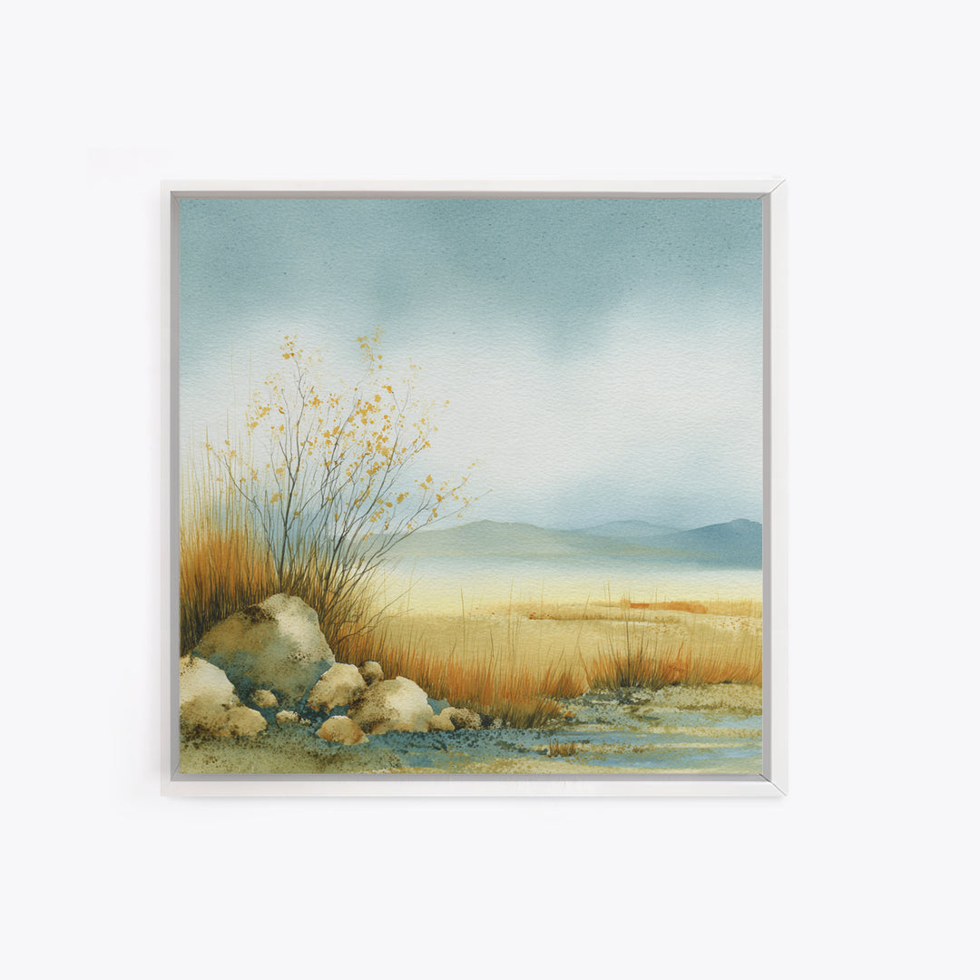Desert Dunes under Pale Moon Canvas Print, Landscape Art, Boho Wall Art, Living Room Decor, Fine Art, Horizon, Neutral Decor, LAN-1x1-35