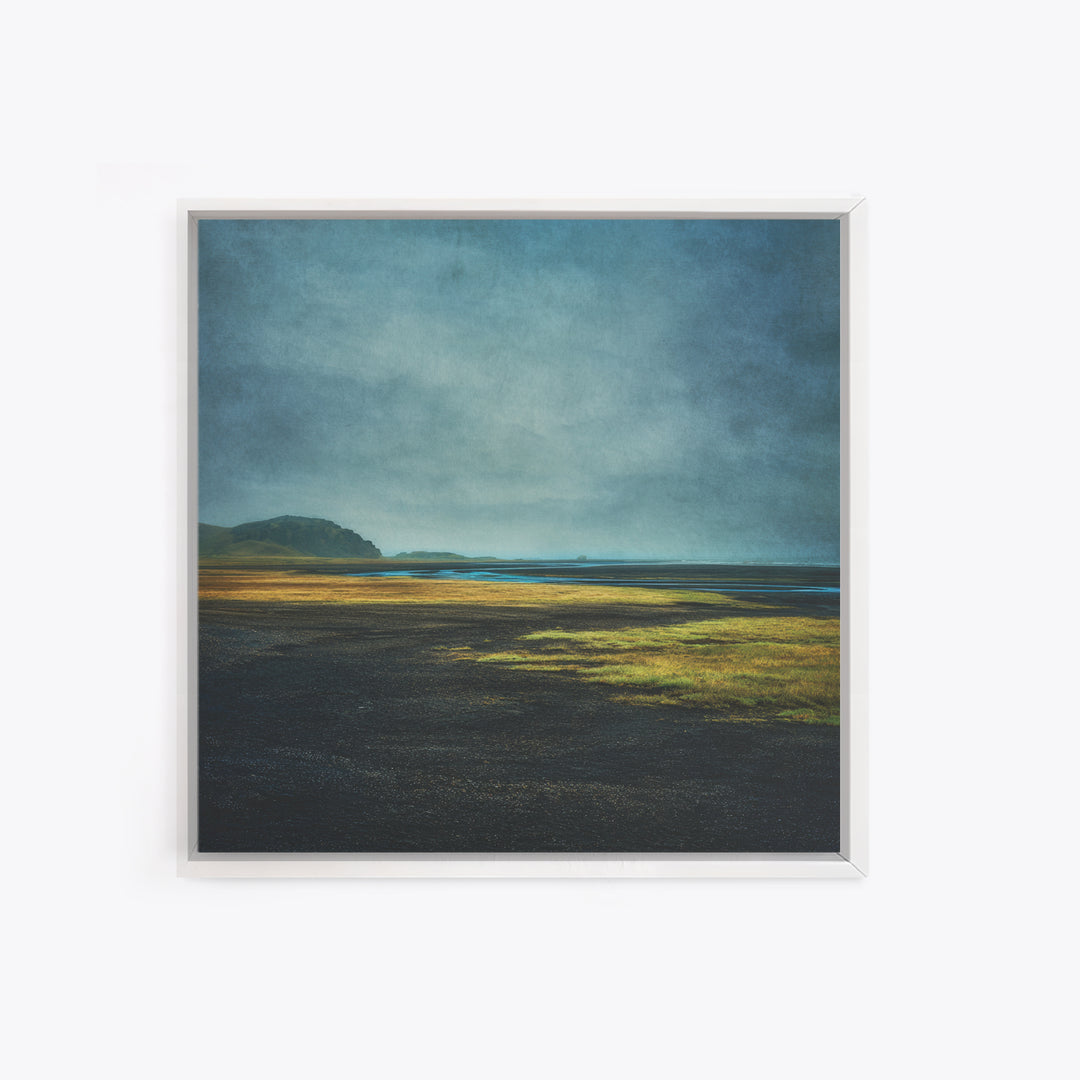 Volcanic Black Beach Framed Canvas Print, Landscape Art, Gallery Decor, Living Room Decor, Fine Art, Horizon, Wall Art, LAN-1x1-38