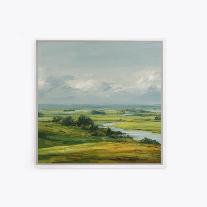 Rolling Green Hills Canvas Print, Landscape Art, Floral Wall Art, Living Room Decor, Fine Art, Horizon, Minimalist Decor, LAN-1x1-54
