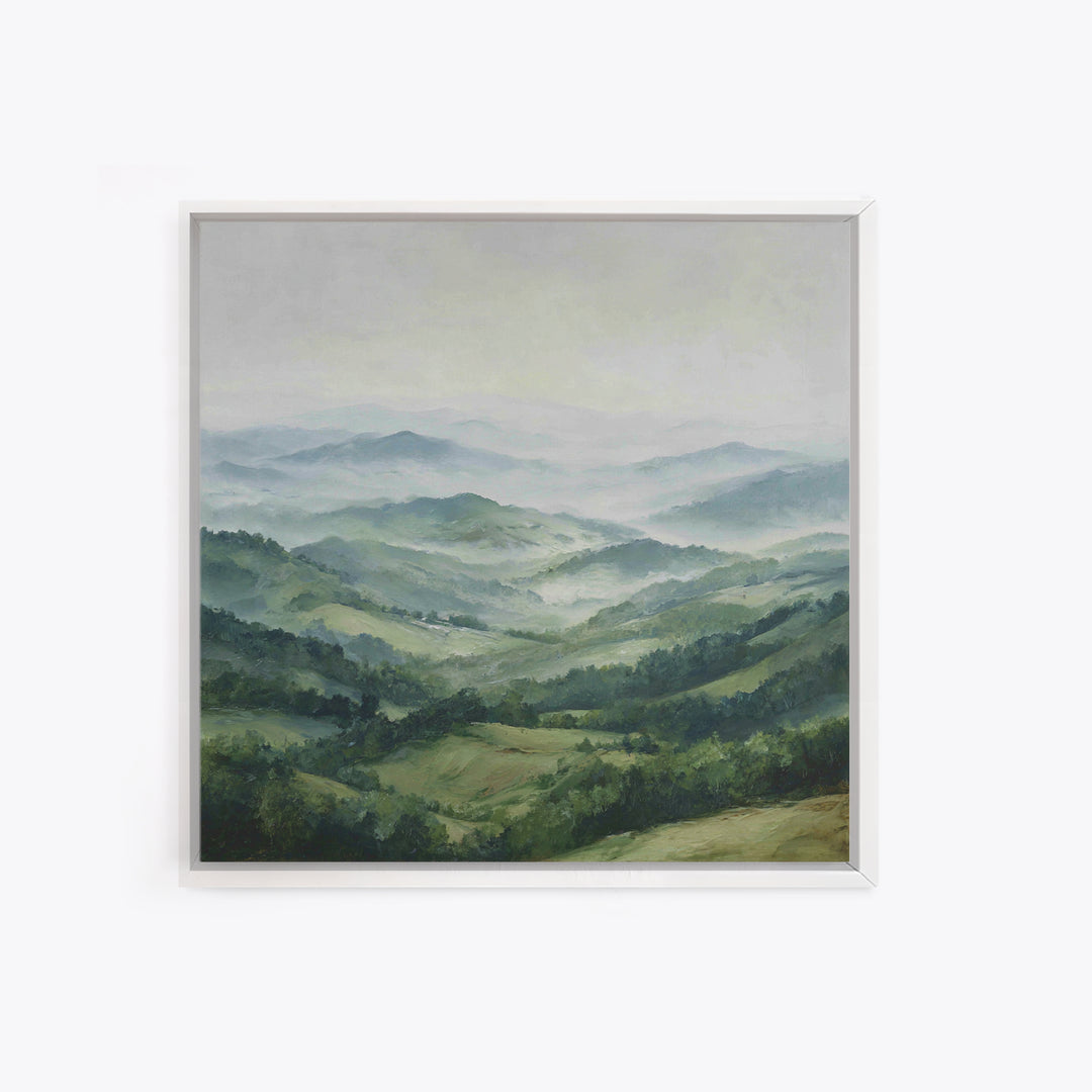 Rolling Green Hills Framed Canvas Print, Landscape Art, Wall Art Print, Living Room Decor, Fine Art, Horizon, Boho Decor, LAN-1x1-6