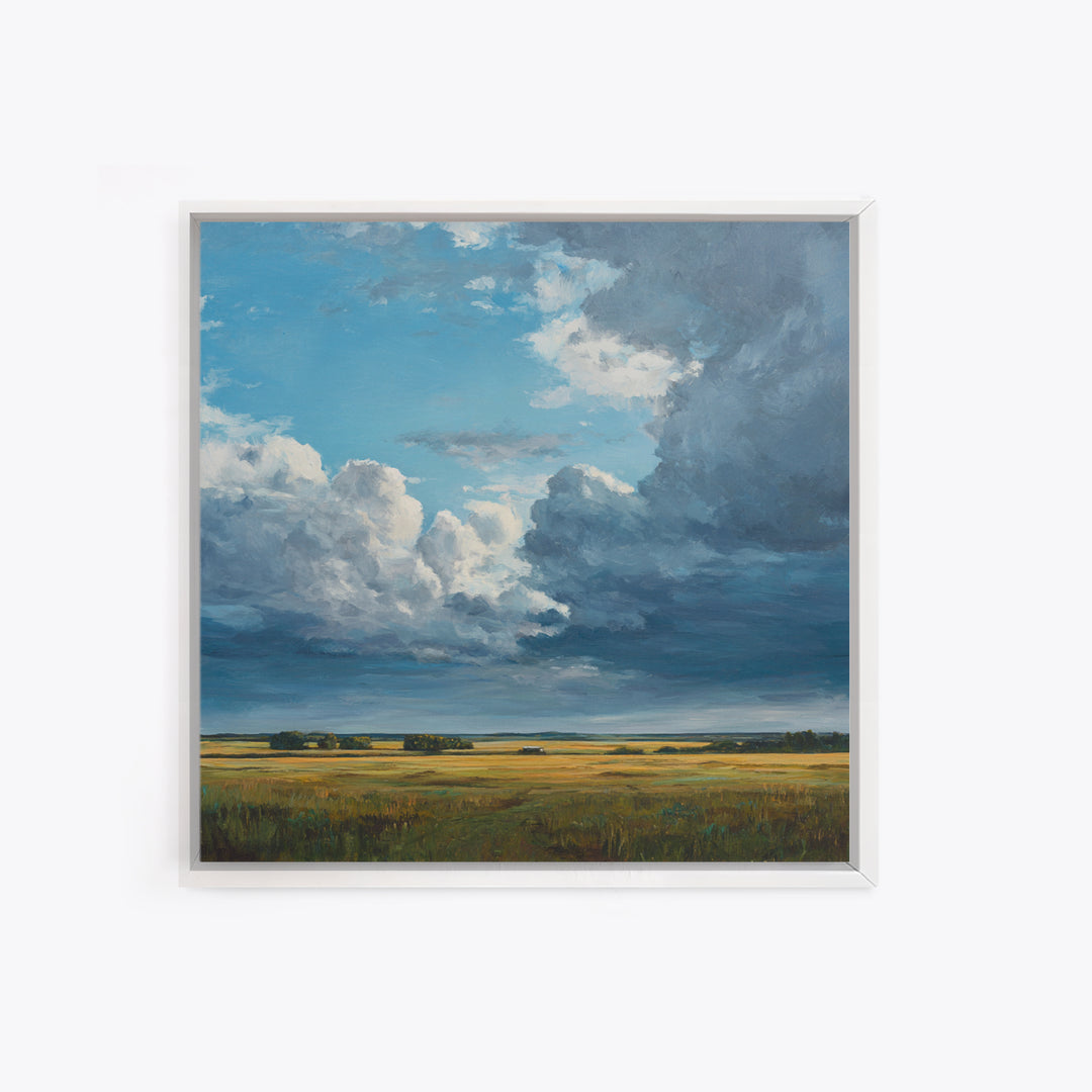 Storm Clouds over an Open Prairie Canvas Print, Landscape Art, Decor, Living Room Decor, Oil Painting, Horizon, LAN-1x1-99
