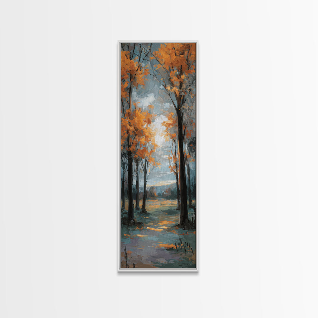 Autumn Forest Path Canvas Print, Landscape Art, Luxury Decor, Living Room Decor, Fine Art, Horizon, Digital Art, LAN-1x3-21
