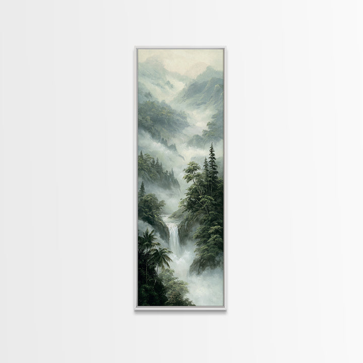 Tropical Jungle Waterfall Canvas Print, Landscape Art, Digital Prints, Living Room Decor, Fine Art, Horizon, Farmhouse Decor, LAN-1x3-28