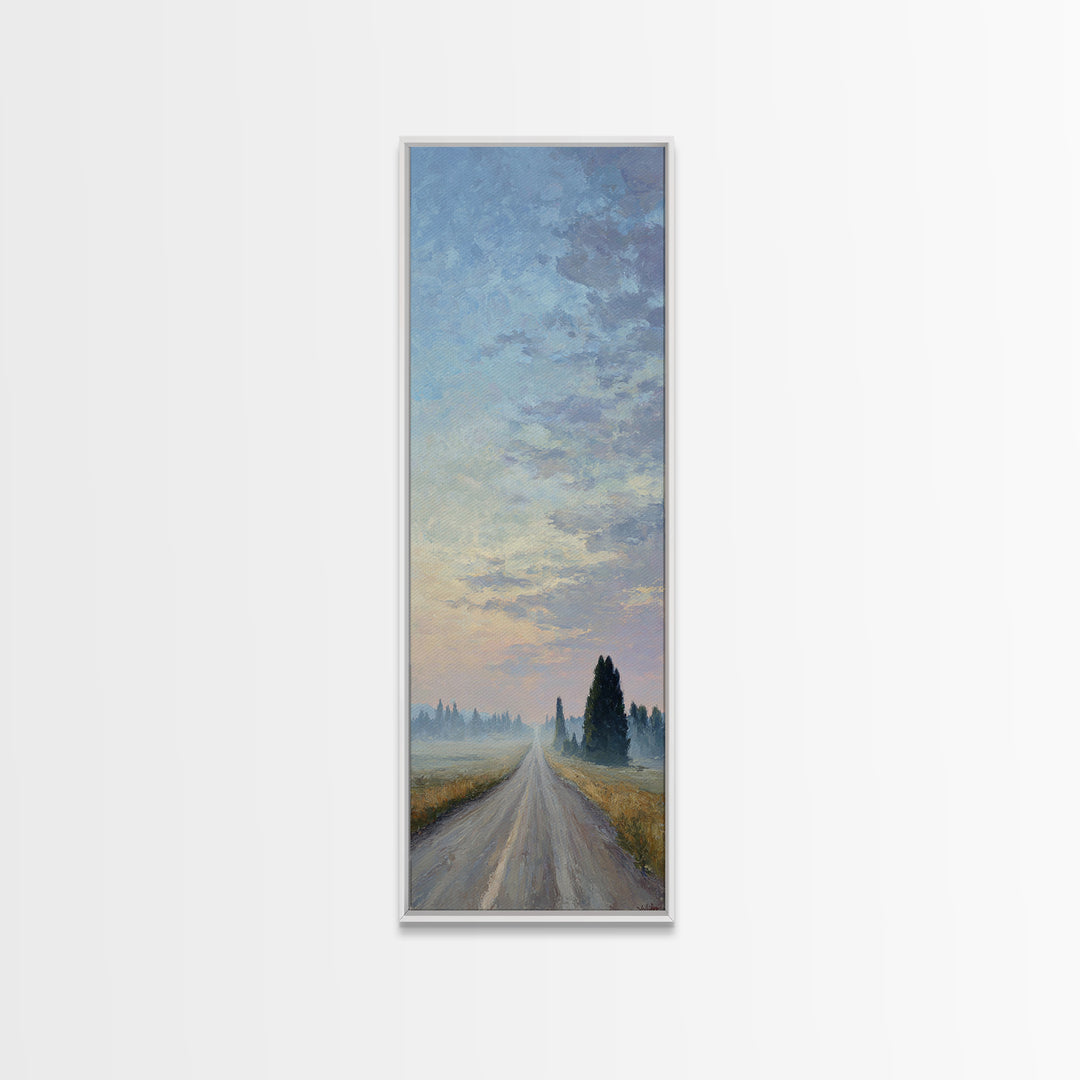 Old Country Road Canvas Print, Landscape Art, Farmhouse Decor, Living Room Decor, Fine Art, Horizon, Floral Wall Art, LAN-1x3-56