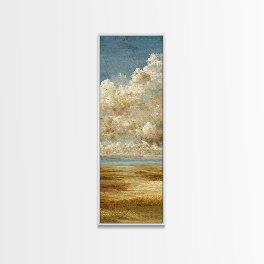 Golden Wheat Field Beneath Huge Clouds Canvas Print, Landscape Art, Original Art, Living Room Decor, Fine Art, Horizon, LAN-1x3-60