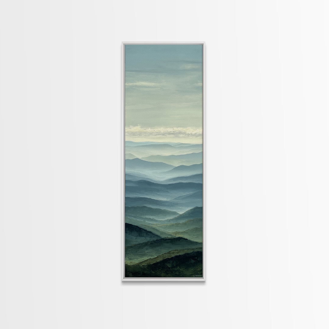 Rolling Green Hills Framed Canvas Print, Landscape Art, Luxury Decor, Living Room Decor, Fine Art, Horizon, Digital Art, LAN-1x3-66