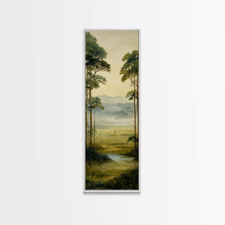 Misty Cypress Swamp Canvas Print, Landscape Art, Boho Decor, Living Room Decor, Fine Art, Horizon, Art Prints, Digital Art, LAN-1x3-82