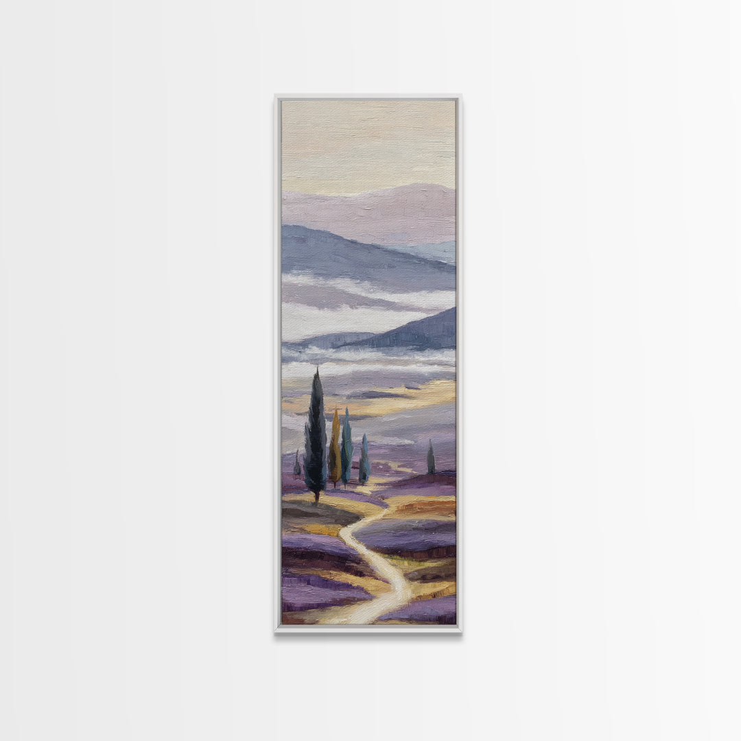 Lavender Field Leading to Distant Hills Canvas Print, Landscape Art, Room Decor, Living Room Decor, Fine Art, Horizon, LAN-1x3-94