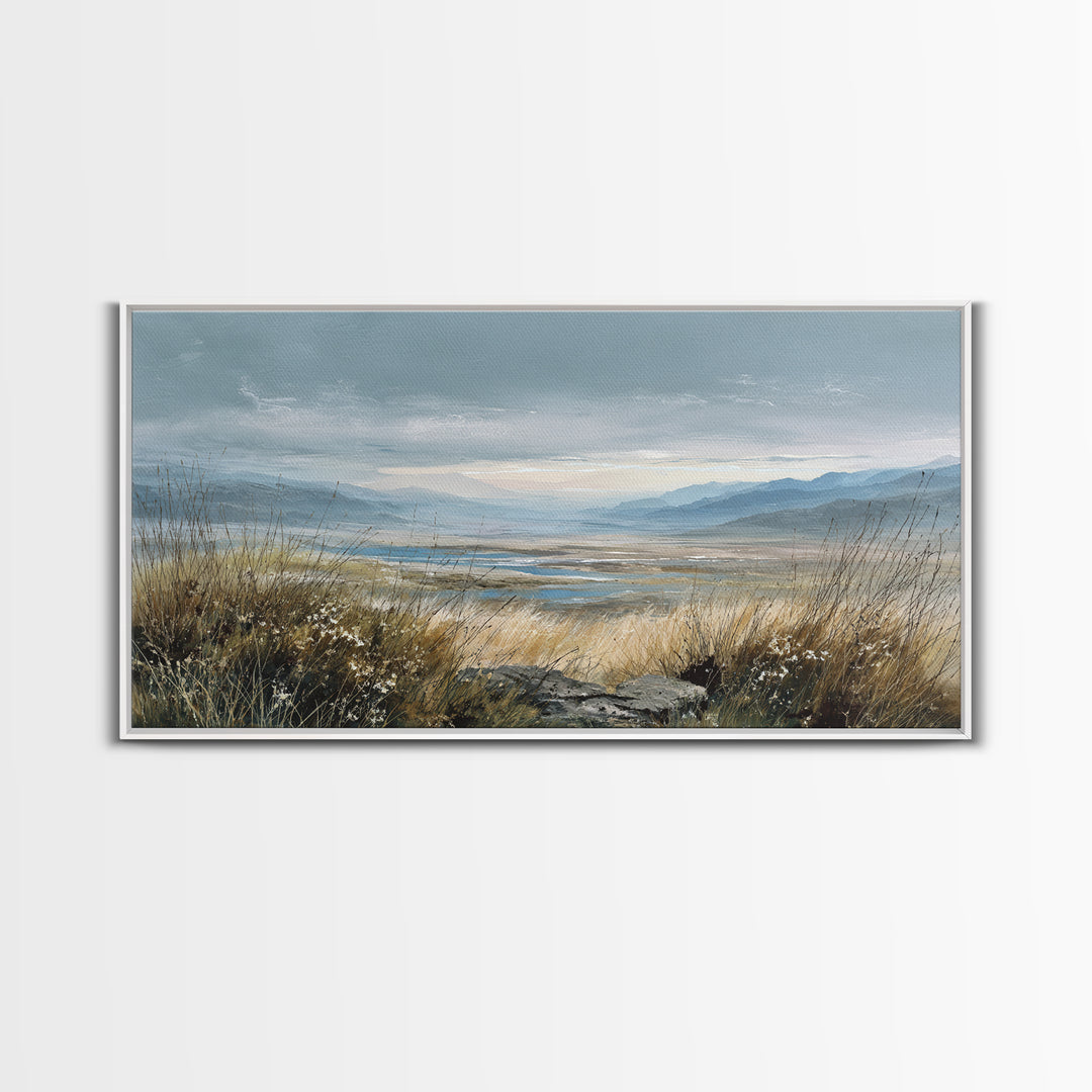 Rocky Scottish Highland Framed Canvas Print, Landscape Art, Art Prints, Living Room Decor, Fine Art, Horizon, Abstract Wall Art, LAN-2x1-13