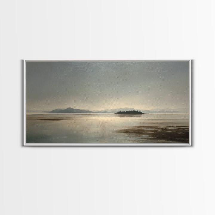 Volcanic Black Beach Framed Canvas Print, Landscape Art, Contemporary Art, Living Room Decor, Fine Art, Horizon, Original Art, LAN-2x1-34