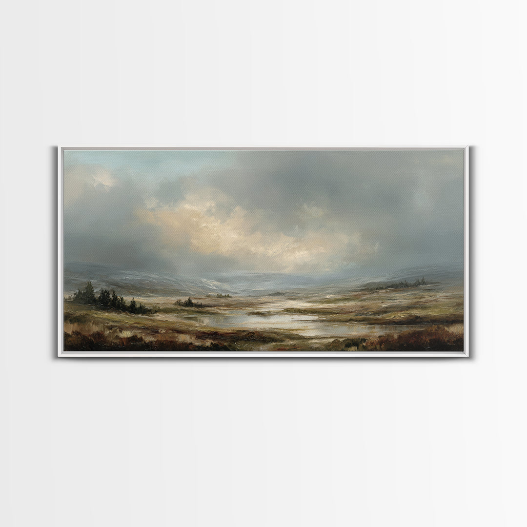 Rocky Scottish Highland Framed Canvas Print, Landscape Art, Art Prints, Living Room Decor, Fine Art, Horizon, Abstract Wall Art, LAN-2x1-37