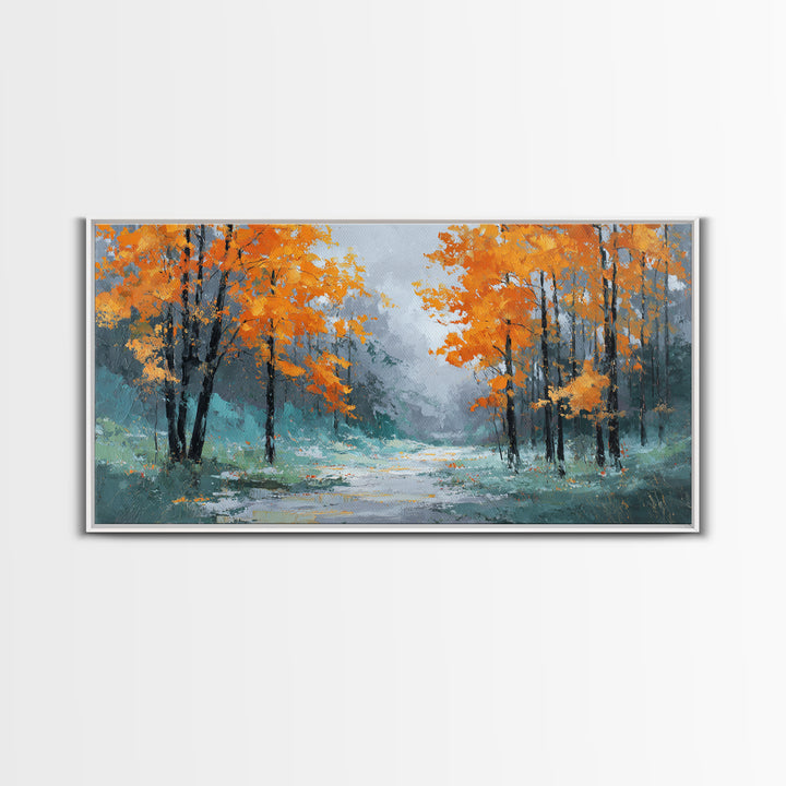 Autumn Forest Path Canvas Print, Landscape Art, Digital Print, Living Room Decor, Fine Art, Horizon, Living Room Wall Art, LAN-2x1-77