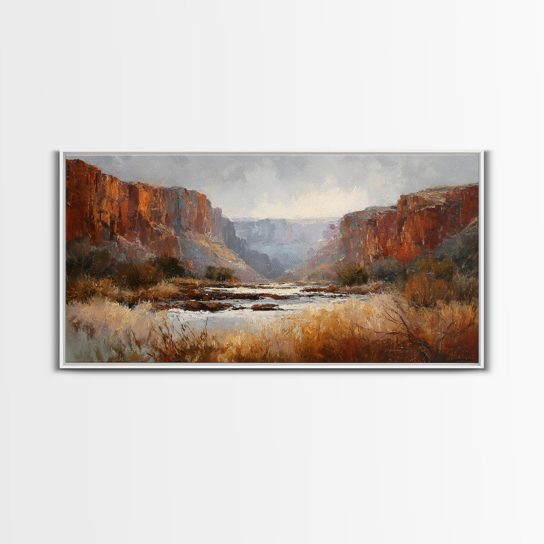 Red Canyon Walls Framed Canvas Print, Landscape Art, Boho Wall Art, Living Room Decor, Fine Art, Horizon, Neutral Decor, LAN-2x1-97
