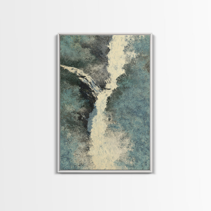 Tropical Jungle Waterfall Framed Canvas Print, Landscape Art, Modern Decor, Living Room Decor, Fine Art, Horizon, Wall Decor, LAN-2x3-24