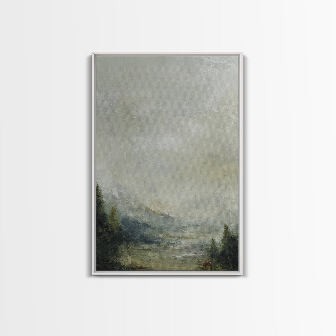 Rocky Scottish Highland Framed Canvas Print, Landscape Art, Printable Wall Art, Living Room Decor, Oil Painting, Horizon, LAN-2x3-25