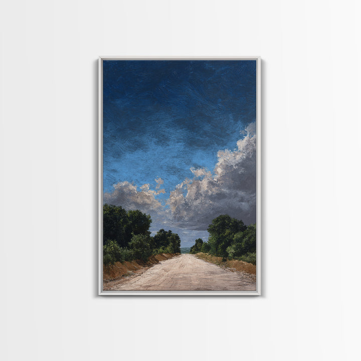 Old Country Road Framed Canvas Print, Landscape Art, Wall Decor, Living Room Decor, Fine Art, Horizon, Digital Print, LAN-2x3-52