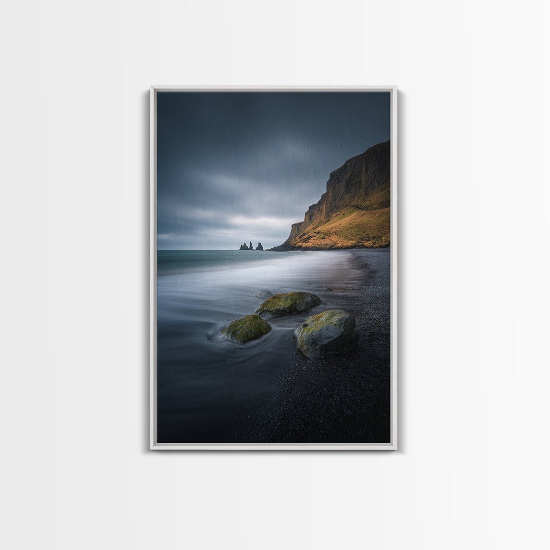 Volcanic Black Beach Canvas Print, Landscape Art, Living Room Decor, Oil Painting, Horizon, Horizontal Wall Art, LAN-2x3-70