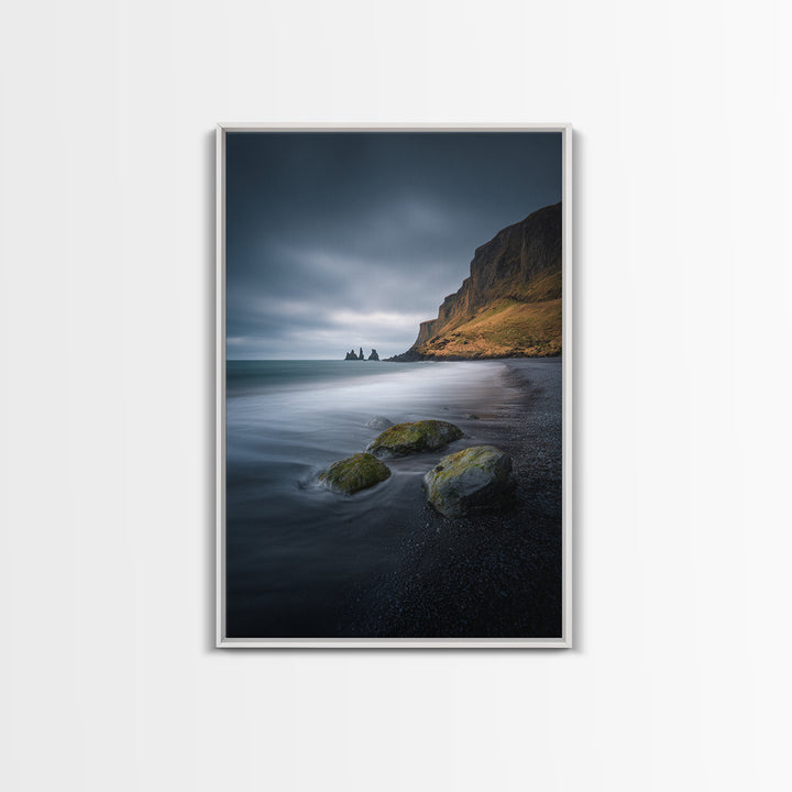Volcanic Black Beach Canvas Print, Landscape Art, Living Room Decor, Oil Painting, Horizon, Horizontal Wall Art, LAN-2x3-70