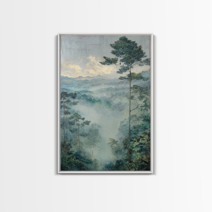 Tropical Jungle Waterfall Canvas Print, Landscape Art, Digital Art, Living Room Decor, Fine Art, Horizon, Boho Wall Art, LAN-2x3-72