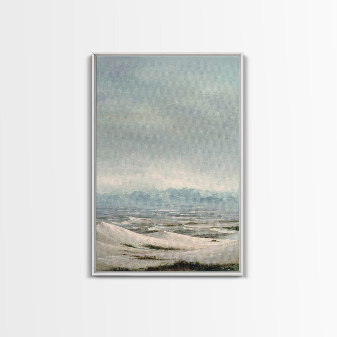 Desert Dunes under Pale Moon Canvas Print, Landscape Art, Set of 3 Prints, Living Room Decor, Fine Art, Horizon, LAN-2x3-91