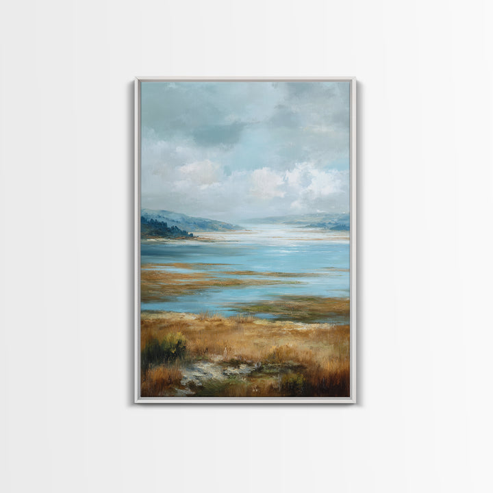 Fjord Landscape with Icy Blue Water Canvas Print, Landscape Art, Floral Wall Art, Living Room Decor, Fine Art, Horizon, LAN-2x3-95